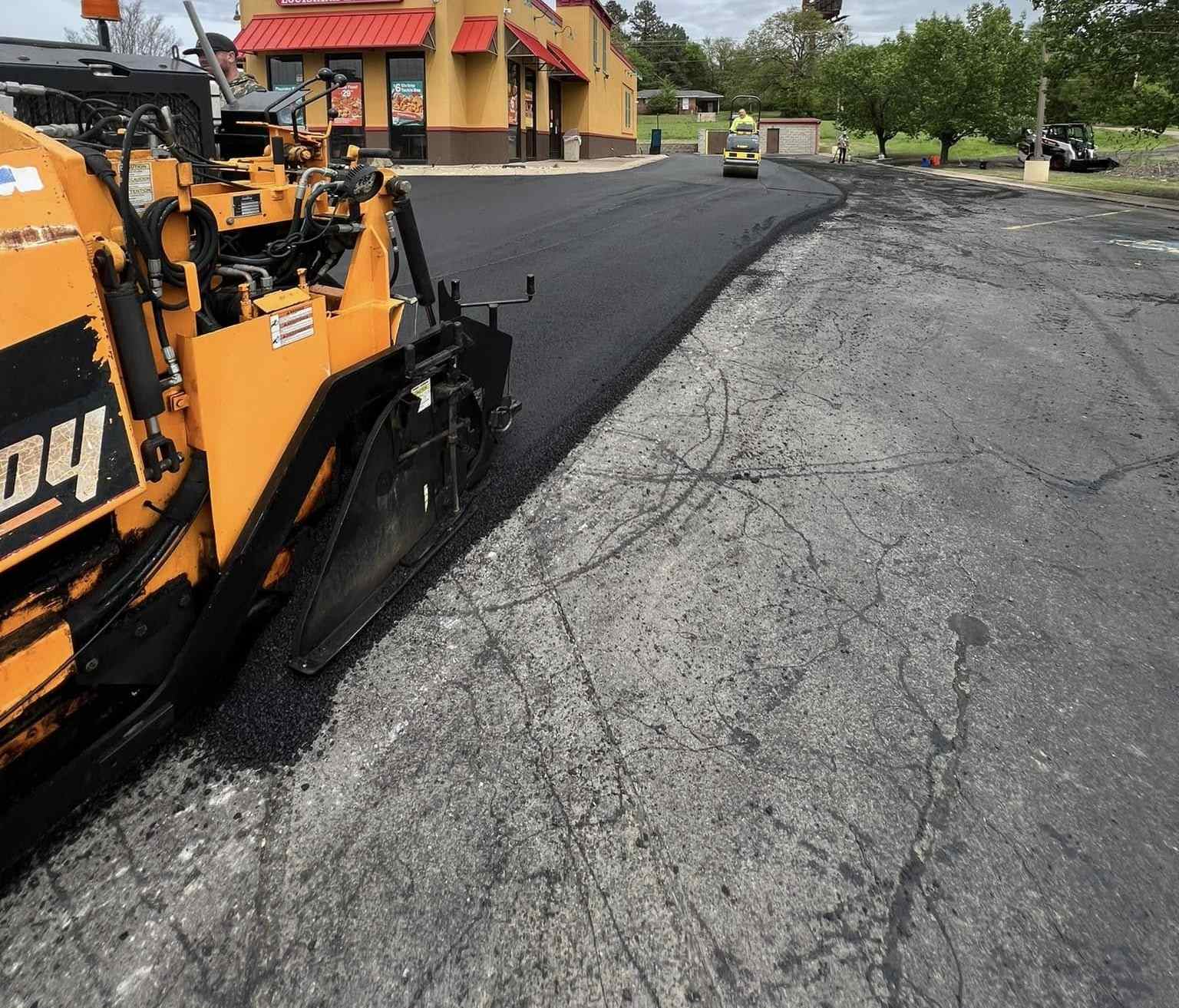 Commercial lot resurfacing in progress